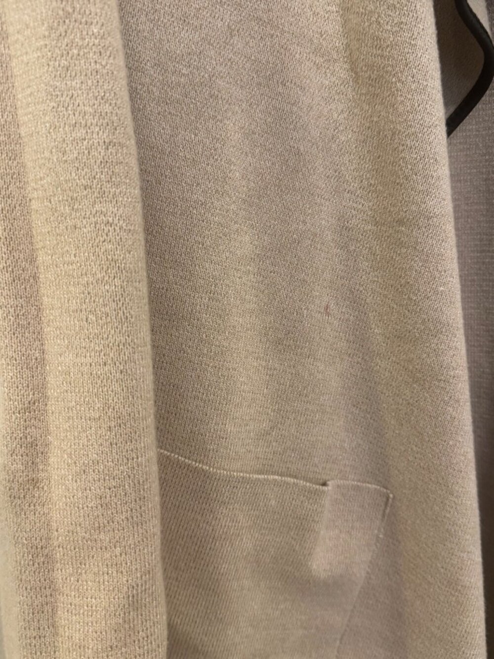 Zara Knit Beige Open Front Cardigan With Pockets & Black Trim - Picture 5 of 7
